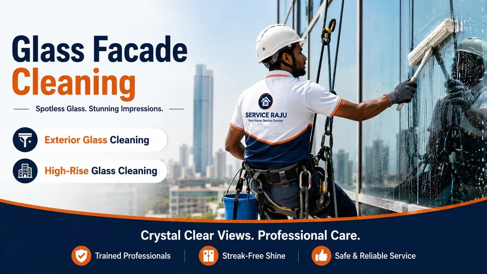 Glass Facade Cleaning in Mysuru | Exterior Glass Cleaning | Service Raju