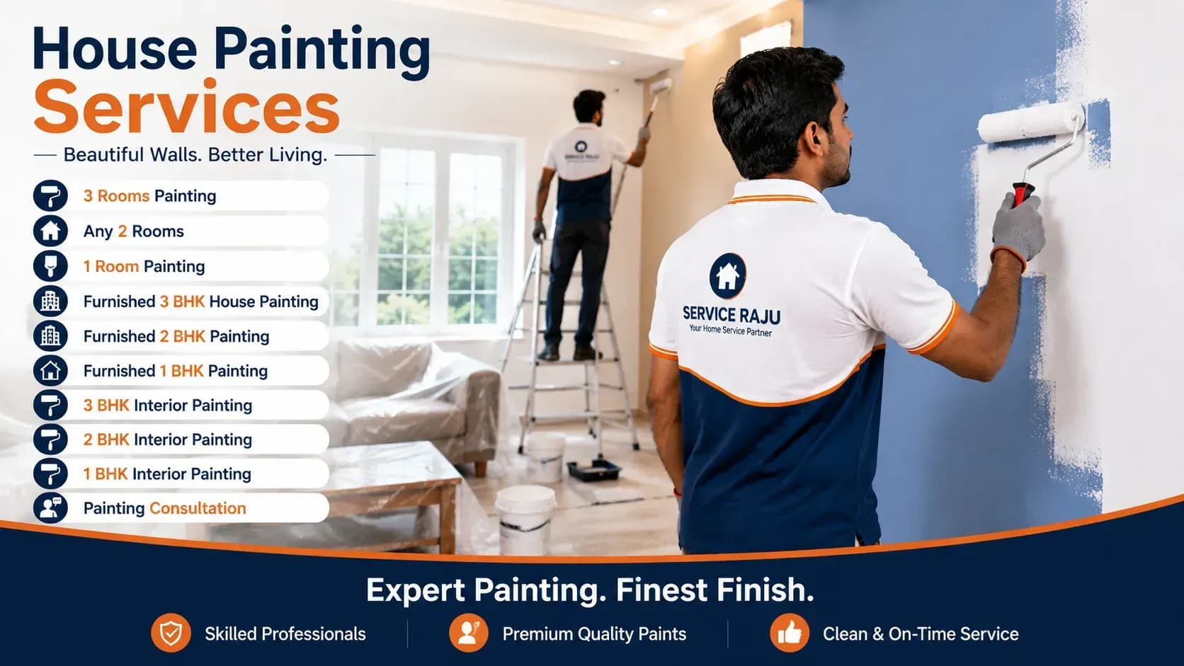 House Painting in Mysuru | Interior Painting Services | Service Raju
