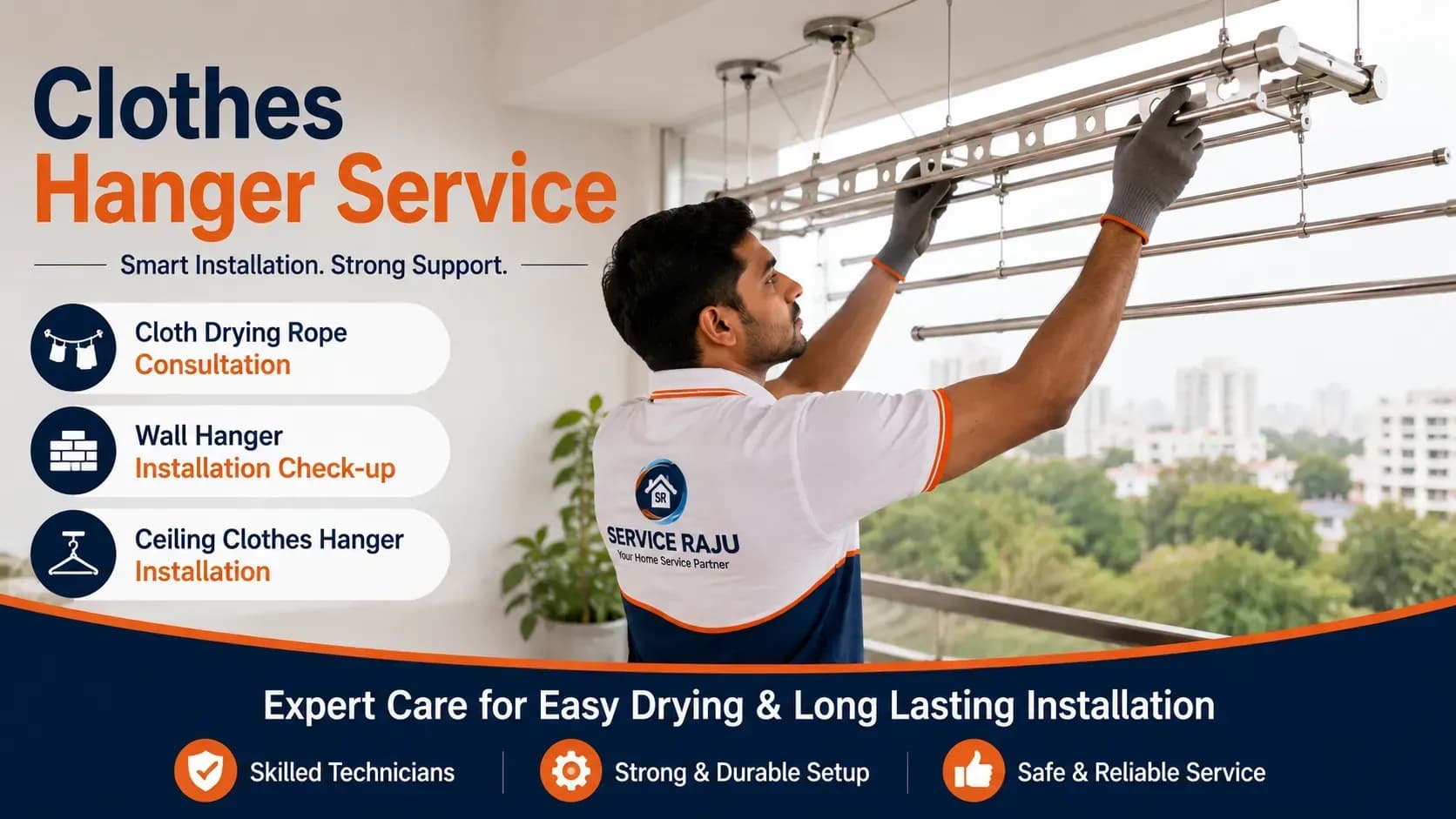 Clothes Hanger Installation in Mysuru | Service Raju