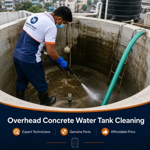Overhead Concrete Water Tank Cleaning