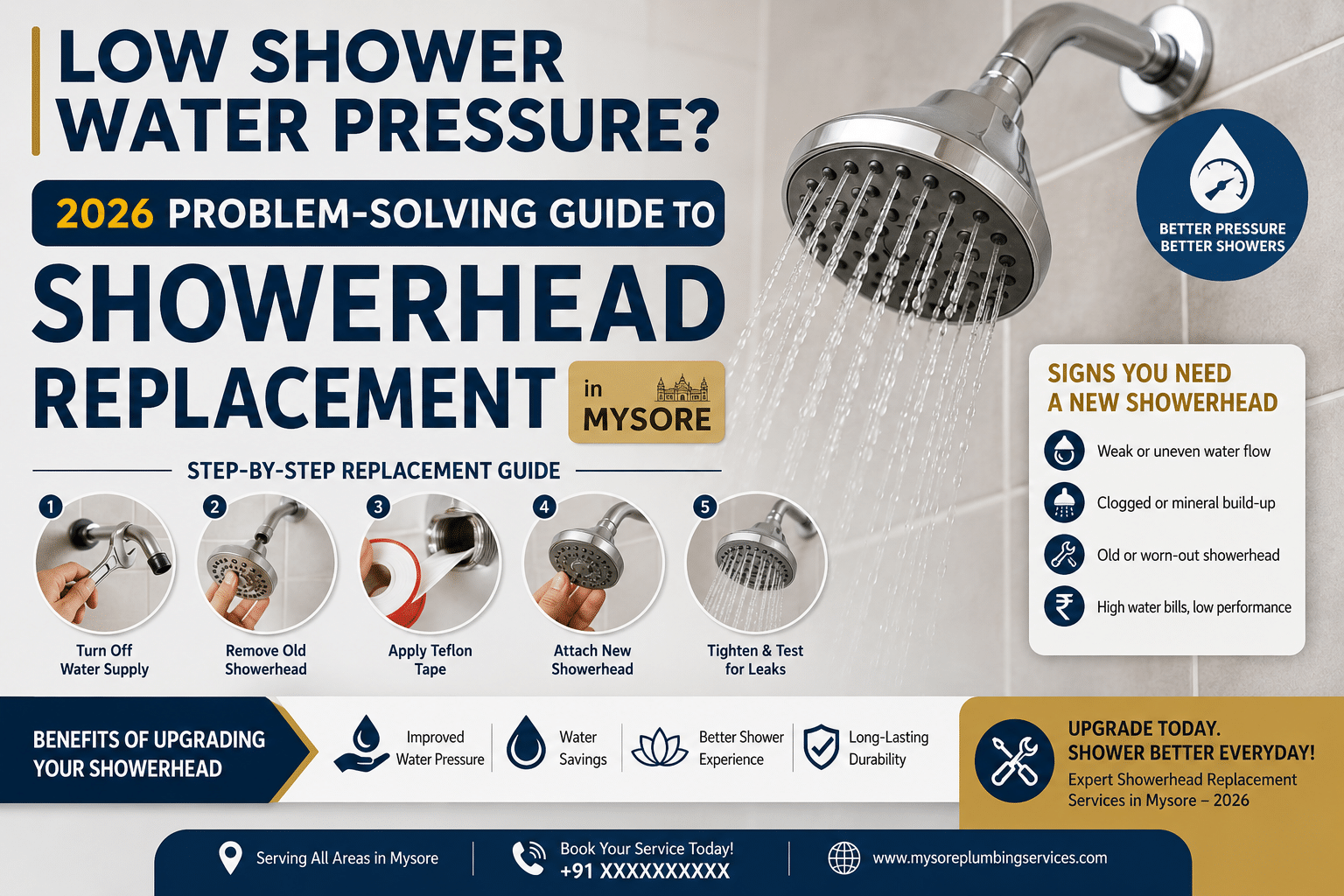 Low Shower Water Pressure? 2026 Problem-Solving Guide to Showerhead Replacement in Mysore