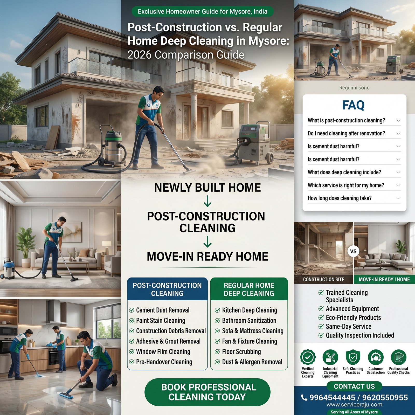 Post-Construction vs. Regular Home Deep Cleaning in Mysore: 2026 Comparison Guide