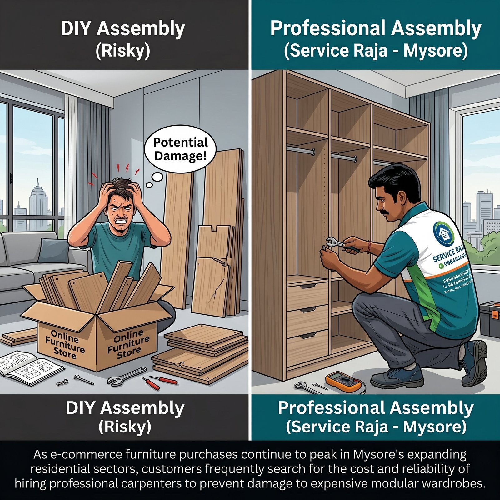 Buying Furniture Online? DIY vs Professional Wardrobe Assembly in Mysore (2026-2027 Comparison)