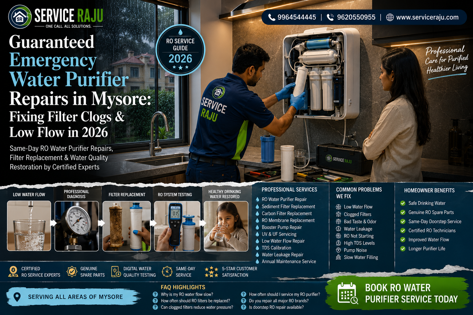 Guaranteed Emergency Water Purifier Repairs in Mysore: Fixing Filter Clogs & Low Flow in 2026
