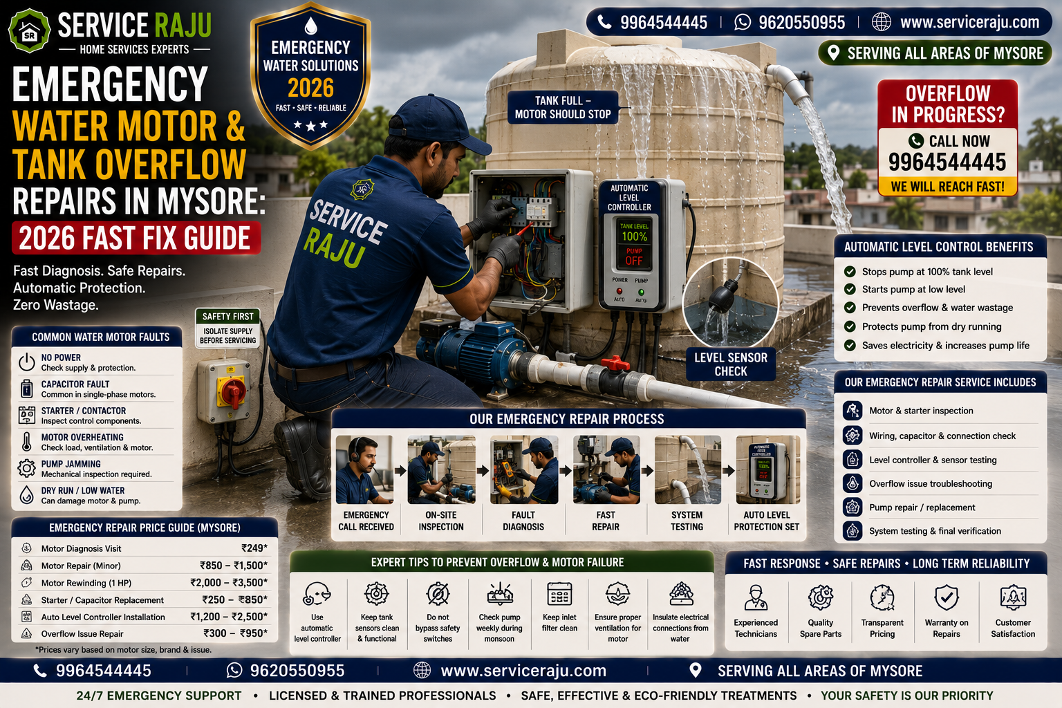 Emergency Water Motor & Tank Overflow Repairs in Mysore: 2026 Fast Fix Guide