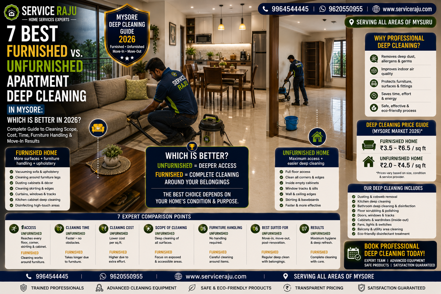 7 Best Furnished vs. Unfurnished Apartment Deep Cleaning in Mysore: Which is Better in 2026?