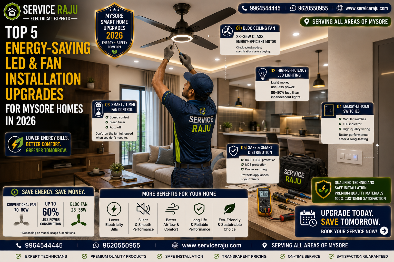 Top 5 Energy-Saving LED and Fan Installation Upgrades for Mysore Homes in 2026