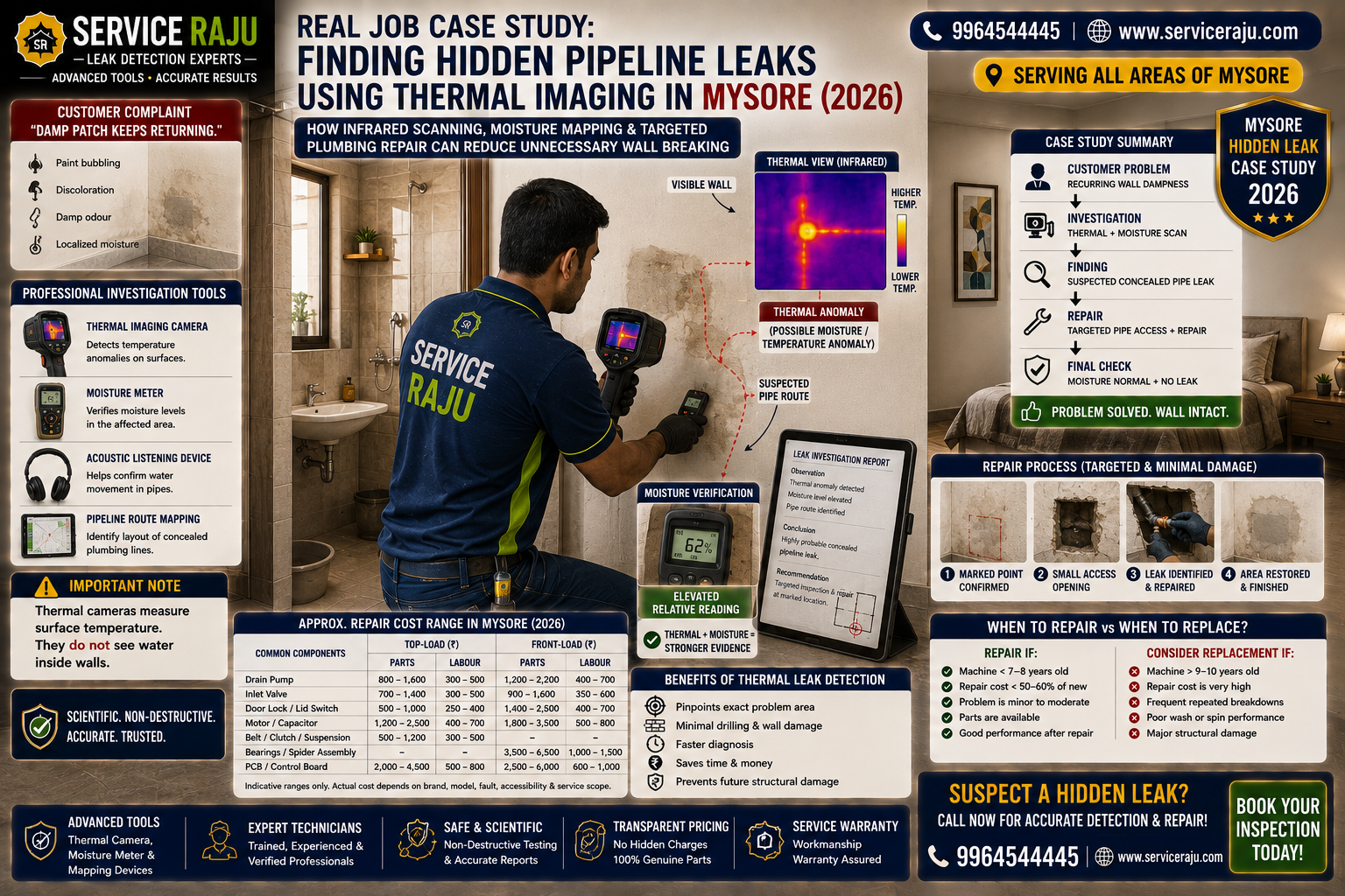 Real Job Case Study: Finding Hidden Pipeline Leaks Using Thermal Imaging in Mysore (2026)