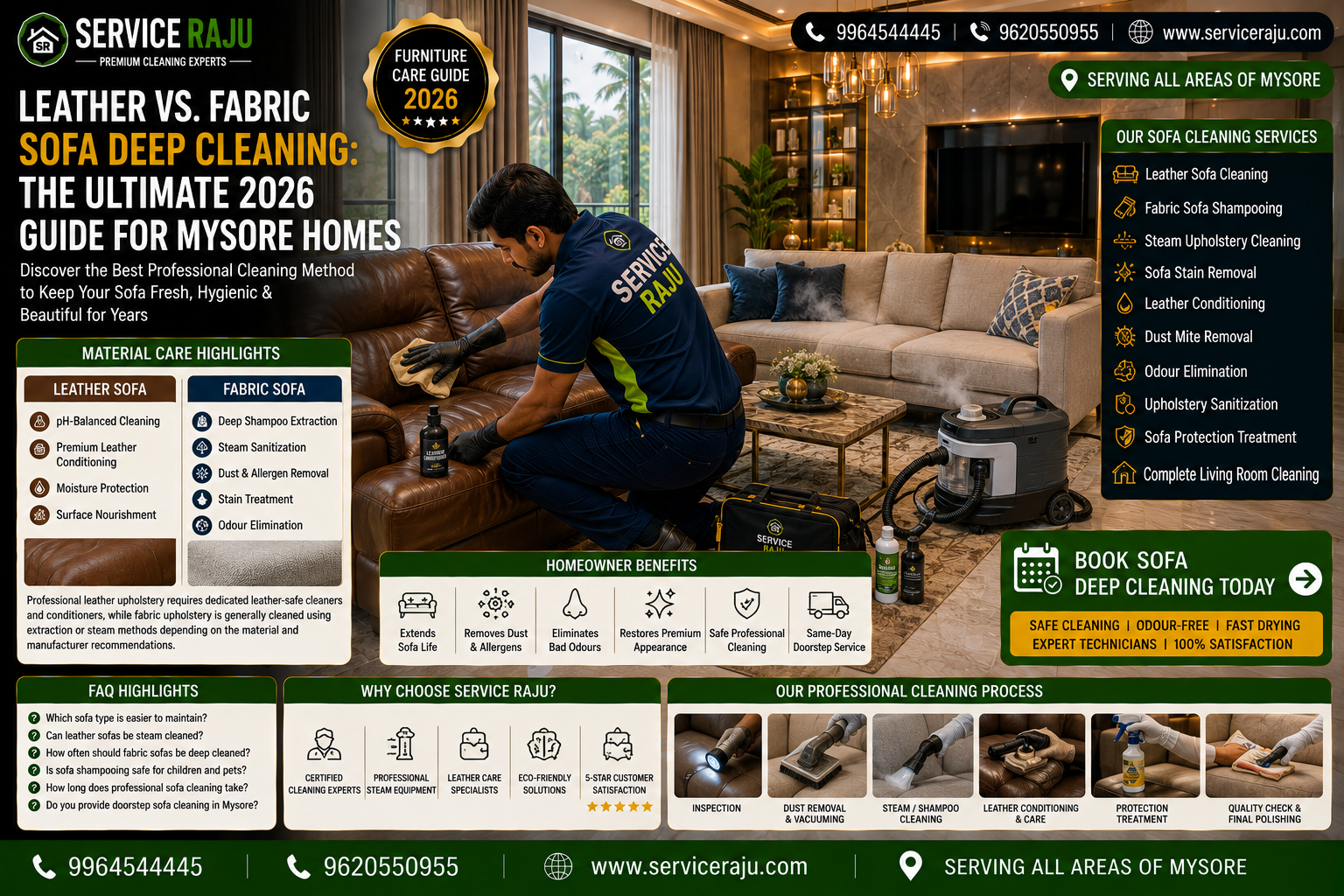 Leather vs. Fabric Sofa Deep Cleaning: The Ultimate 2026 Guide for Mysore Homes