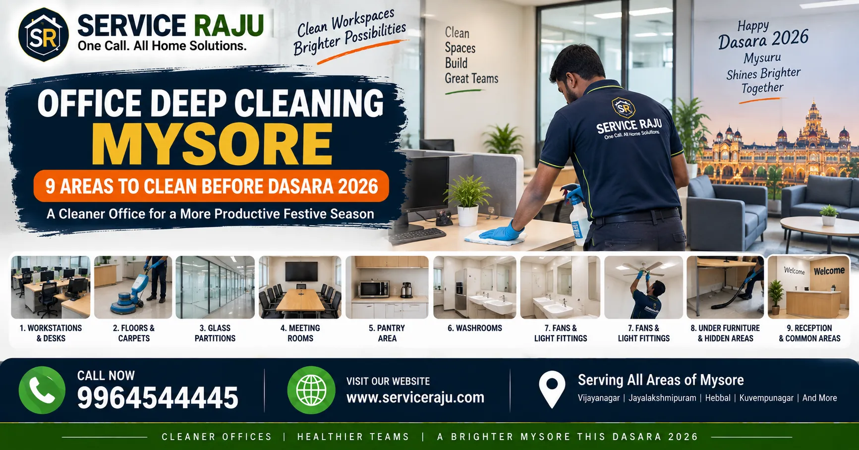 Office Deep Cleaning Mysore Before Dasara: 9 Areas to Clean