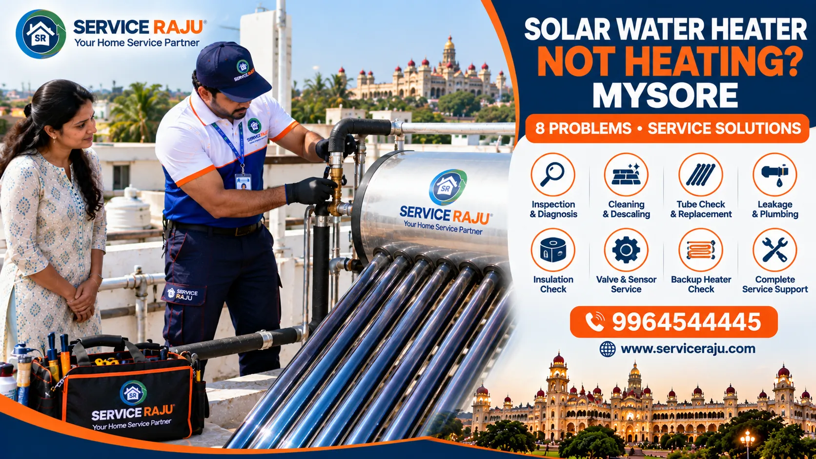 Solar Water Heater Not Heating Properly in Mysore? 8 Problems & Service Solutions