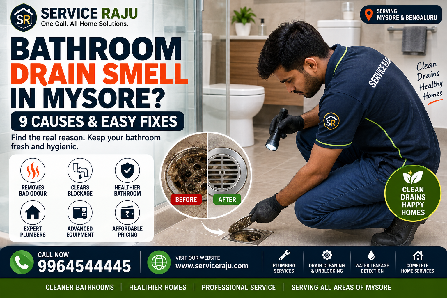 Bathroom Drain Smell Mysore: 9 Causes & Easy Fixes